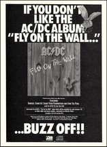 AC/DC 1985 Fly On The Wall advertisement Atlantic Records 8 x 11 b/w ad print - £3.38 GBP