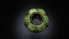 Vintage 1960s Gold Green Swirl Brooch 5.2cm - £30.70 GBP