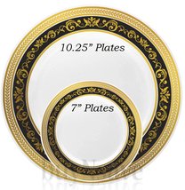 buyNsave Black With Gold Heavyweight Plastic Elegant Disposable Plates, ... - $26.60+