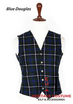 Blue Douglas Tartan Kilt Vest For Men&#39;s Scottish Kilt Waistcoat 5 Button... - £30.49 GBP