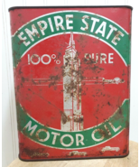 Vintage Original EMPIRE STATE Advertising Metal Motor Oil Can 2 GAL. GAS... - $62.88