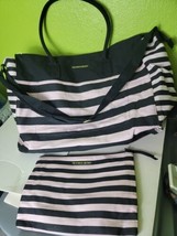 Victoria&#39;s Secret Pink Black Striped Weekender Get away Tote Bag &amp; Makeup Bag - £76.73 GBP