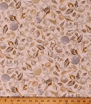 Cotton Sea Shells Starfish Beach Ocean Nautical Sand Fabric Print by Yard D377.3 - £17.51 GBP