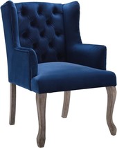 Kitchen And Dining Room Arm Chair In Navy Performance Velvet With French Vintage - £198.19 GBP