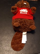 ROOTS PLUSH BEAVER Perfect condition Brown with Red Sweater Polyester 13&quot; Rare - £71.21 GBP