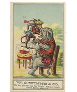 Circa 1900 W.C. Winne dry goods Troy NY trade card elephant &amp; monkey fig... - $19.99