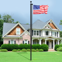 20FT Detachable Flagpole Kit Heavy Duty Aluminum Flag Pole American Black - $114.99