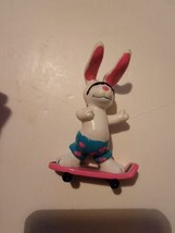 Vintage 1989 BEACHBUNNIES 3&quot; Figure ~ APPLAUSE ~ White Bunny on Pink Ska... - £12.24 GBP