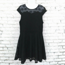 Papillon Dress Womens XL Black Lace Overlay Short Cap Sleeve Cut Out Bac... - $24.99