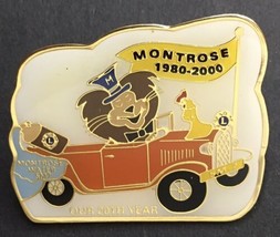 Lions Club Montrose Water 5M7 1980 - 2000 20th Year Lapel Pin Lion Classic Car - £9.26 GBP