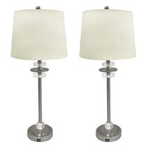 Royal Designs LS-1007BN-2 USB Port Metal Buffet Lamp Set with Crystal Accents an - £110.93 GBP