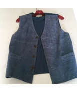 Arizona jean company vintage men&#39;s blue suede vest two pocket front unis... - €17,20 EUR