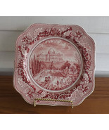 Johnson Bros 7.5&quot; Square Salad Plate Vintage Historical America Pink Chi... - £23.69 GBP
