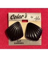 Vintage 1980s clip on earrings solid black plastic Colors by  AAi Hong Kong - $4.00