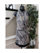 White House Black Market Dress Women 0 Black White Silk Halter Abstract - $47.06 CAD