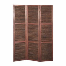 67" Brown Wood Folding Three Panel Screen Room Divider - $8,937.12 MXN