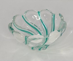 Green swirl glass bowl modern home decor - $11.65