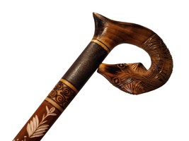 Beautiful wooden walking stick, Cane with carved fox head, Sturdy cane o... - $90.00