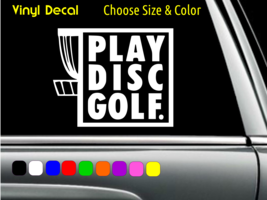 Play Disc Golf With Basket Decal Laptop Car Window Sticker Choose Size Color - £2.24 GBP+