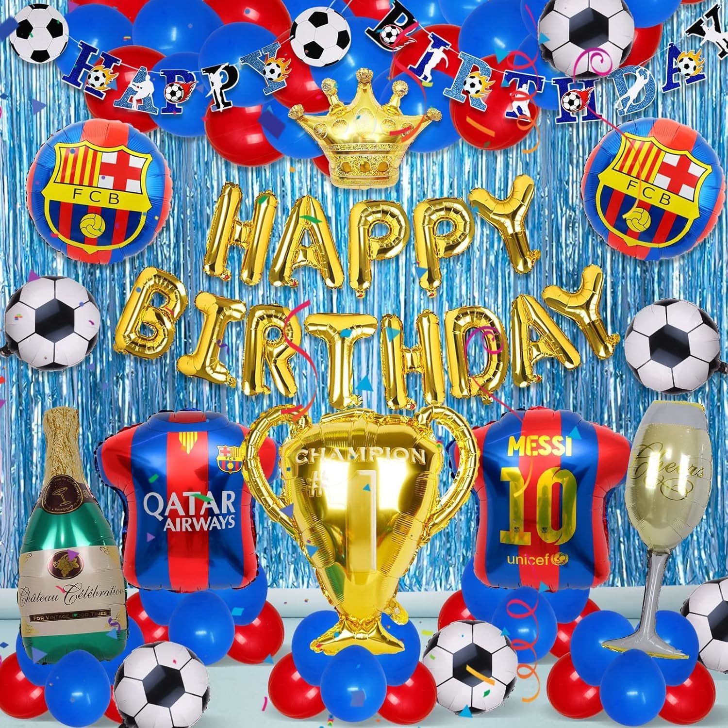 Soccer Birthday Party Supplies,Barcelona Birthday Decorations La Liga Soccer Lea