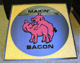 Vintage Makin&#39; Bacon Carnival Mirror ‐ 12&quot; X 12&quot; - $69.99