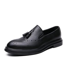 Men Black Dress Loafers Brand Casual Slip on Oxford Male Tassel Gentleman Busine - £54.54 GBP