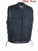 Men&#39;s Motorcycle Denim Vest Gun Pocket W/ Side Laces Biker Club Vest - £47.02 GBP+