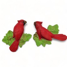 1972 M.S.INC Miller Studio Chalkware Red Cardinal Birds Wall Hanging Pair - £18.94 GBP