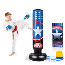 Inflatable Punching Bag Stand Practice for Karate Taekwondo MMA Kids/Adults - £23.88 GBP