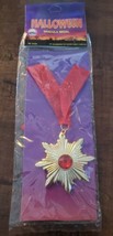 VINTAGE 1995 Dracula Medallion Vampire Gold Necklace Halloween Costume R... - £5.18 GBP