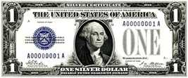 Currency Bank Note - US $1.00 Dollar Silver Certificate (1928) Poster 10... - $19.99