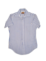 Vintage 80s Van Heusen Shirt Mens M 15 Striped 417 Short Sleeve Button Up - £19.27 GBP