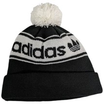 ADIDAS POM TREFOIL BEANIE Black and White 90s Old School Y2k - $21.78