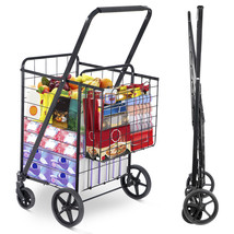 Folding Rolling Shopping Cart Large Capacity for Daily Grocery Laundry, ... - $76.99