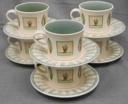 Set (6) Pfaltzgraff Portfolio Naturewood Pattern Cups/Saucers Made In Usa - £31.13 GBP