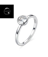 Genuine Sterling Silver 925 Simple Classic Slim Ring With Clear Cubic Zi... - £14.98 GBP