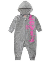 Levis Baby Girls Hooded Logo-Print French Terry Coverall, 3Mo/Gray - £14.10 GBP