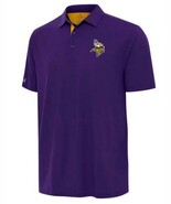 Antigua Minnesota Vikings Mens Polo Purple Shirt NFL Moisture Wicking Lo... - $68.99