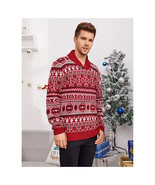 Red and White Christmas Sweater For Men   Fair Isle Full Sleeve Bright &amp;... - £26.44 GBP