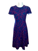 Draper James Dress women 2 Navy Floral A Line Tea Party V Neck Classic P... - $25.06
