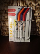 Glass Straws Reusable 1pk of 4 pcs With Cleaning Brush-Brand New-SHIPS N... - £14.76 GBP