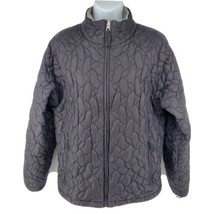 LL Bean Women&#39;s Quilted Embroidered Jacket Size L Black 0GCH7 - $49.45
