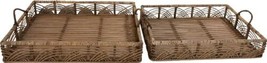 Trays Tray GLOBAL Contemporary Rectangular Brown Set 2 Rattan Bamboo - £211.60 GBP