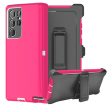 Solid Rugged Shockproof Heavy Duty Case With Clip PINK/WHITE For Samsung S23 PLU - £6.86 GBP