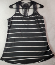 Op Tank Top Junior Size Medium Black White Stripe Polyester Sleeveless Crossback - £7.50 GBP