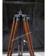 Black Vintage Tripod With Brown Wood Floor Lamp Nautical Lamp Stand 50&quot; ... - £103.38 GBP