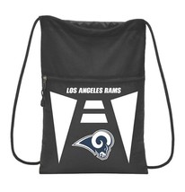 NFL Los Angeles Rams Logo Team Spirit Drawstring Cinch Back Sack Bag Black 20x15 - $13.97