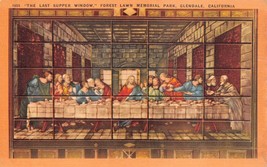 Antique Postcard The Last Supper Window Glendale, California - £3.20 GBP