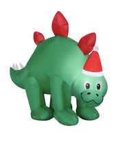 Gemmy 3.5&#39; Airblown Christmas Inflatable Baby Dinosaur With Santa Hat Yard Decor - £36.12 GBP