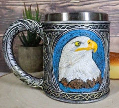 Patriotic Surveyor Majestic Bald Eagle Head Coffee Mug With Celtic Knotwork - £18.82 GBP